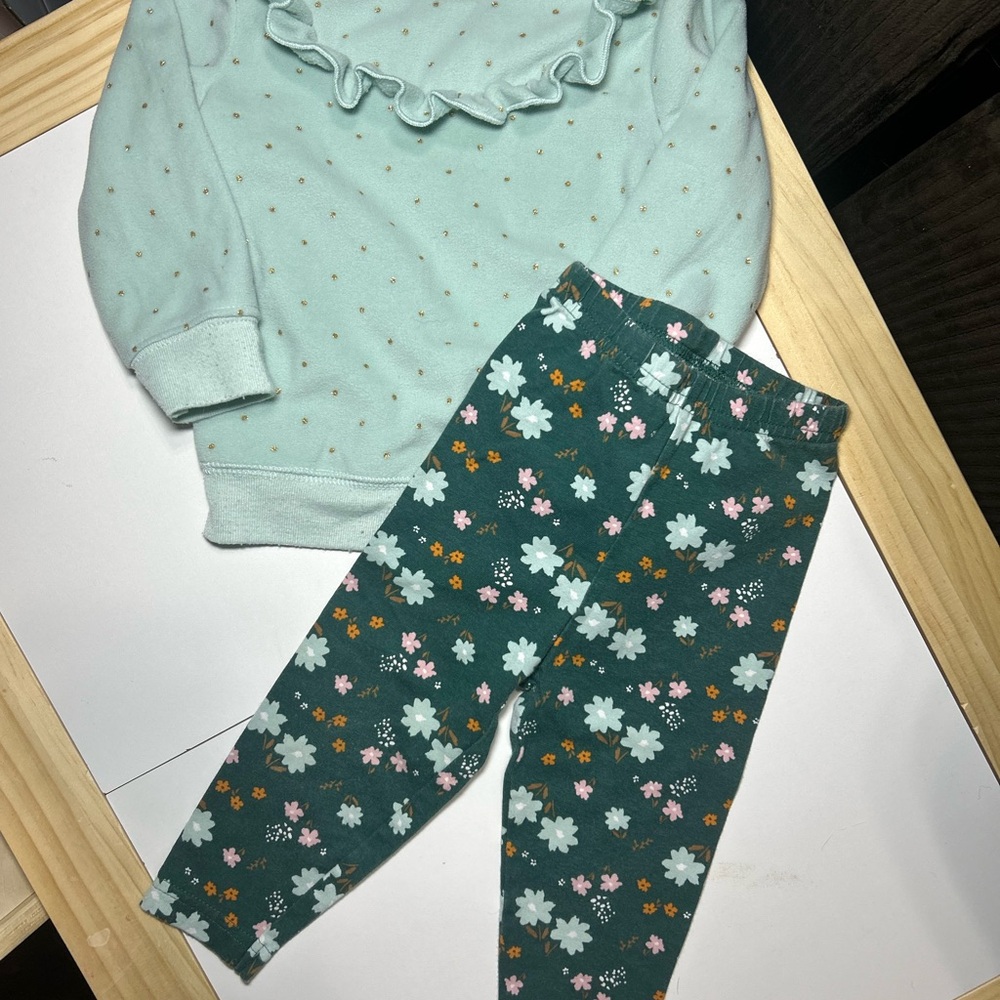 Carter's Mint Ruffle Top with Gold Dots - Picture 2 of 7